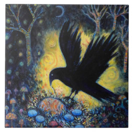 Night Raven with Nest and Eggs タイル