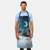 Night Reindeers エプロン (着用した状態)