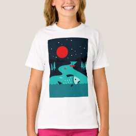 Night scene of a river tシャツ