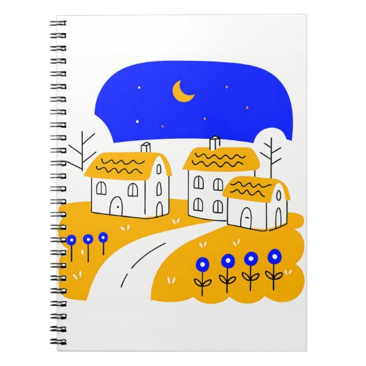 Night Scene of a Small Village Landscape ノートブック (正面)