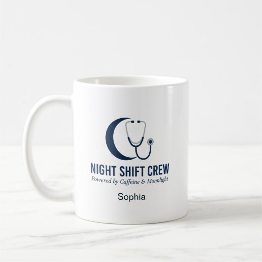 Night Shift Crew Nurse Stethoscope Moon Custom コーヒーマグカップ (左)