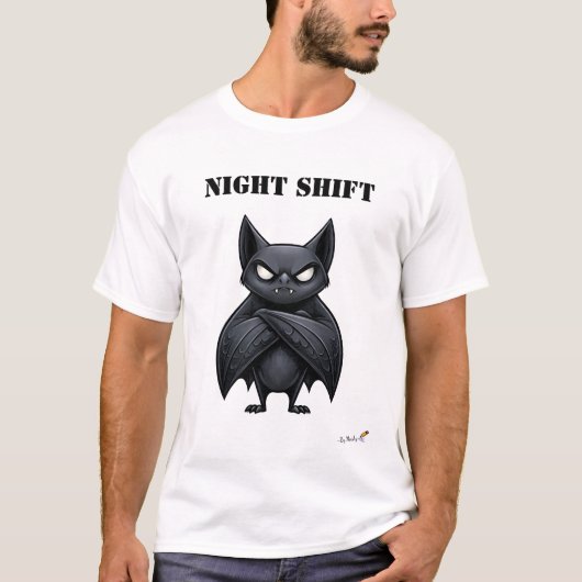 Night Shift Funny Bat T-Shirt Tシャツ (正面)