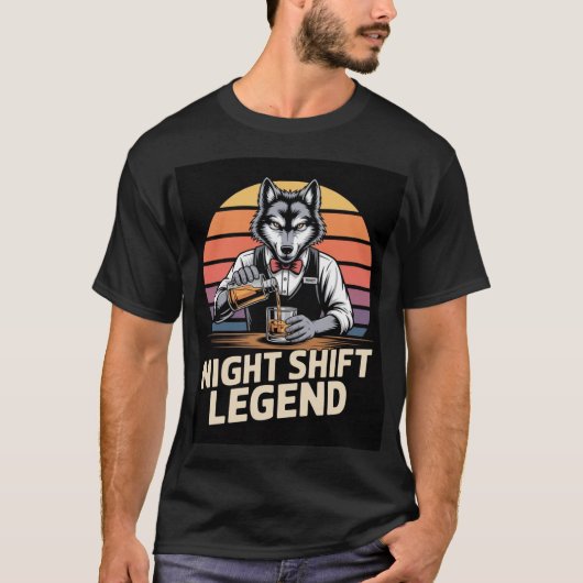 Night Shift Legend Wolf Bartender Shirt Tシャツ (正面)