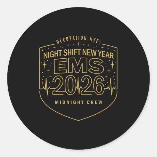 Night Shift New Year Ems 2026 Midnight Crew  ラウンドシール (正面)