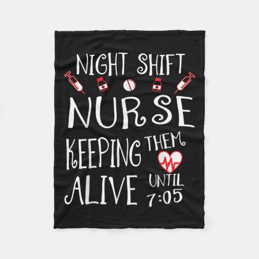 Night Shift Nurse Funny Nursing Hostal Funny Rn Qu フリースブランケット (正面)