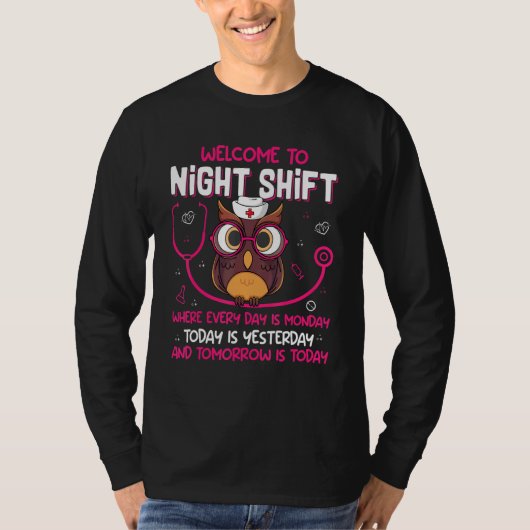 Night Shift Nurse Owls   Nursing RN LPN CNA Women Tシャツ (正面)