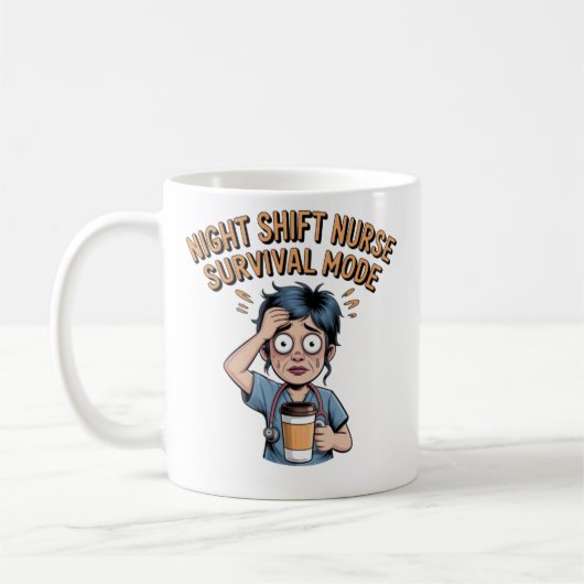 Night Shift Nurse Survival Mode Funny Nurse Coffee コーヒーマグカップ (左)