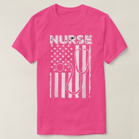 Night Shift NurseNurse Flag American Tシャツ (デザイン正面)