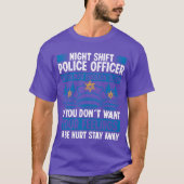 Night Shift Policeman Hat Car Police Officer gift Tシャツ (正面)