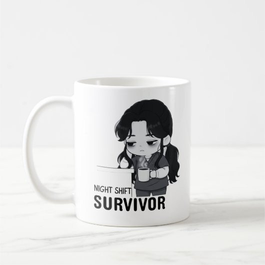 Night Shift Survivor Relatable Chibi Nurse Illustr コーヒーマグカップ (左)