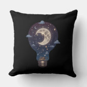 Night Sky and Cottage Inside a Lightbulb クッション (正面)