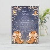 Night Sky Boots And Bows Baby Shower 招待状 (スタンド正面)