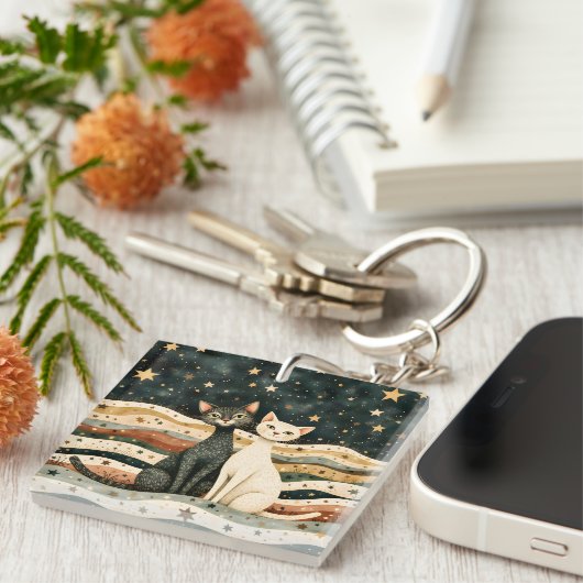 Night Sky Cats キーホルダー (正面右)