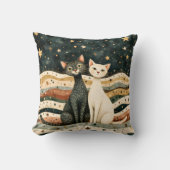 Night Sky Cats Throw Pillow クッション (正面)