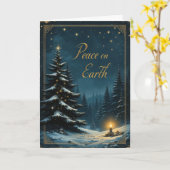 Night Sky Christmas Tree Peace on Earth Elegant  カード (黄色い花)