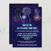 Night Sky Fireworks/7月4日パーティー 招待状 (正面/裏面)