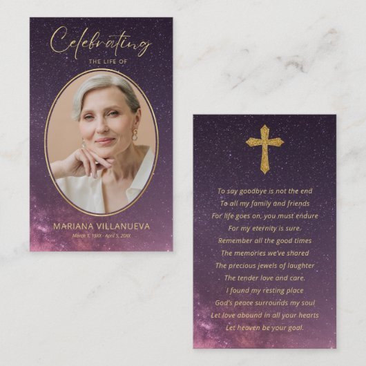 Night Sky Funeral Memorial Prayer Photo Cards 名刺 (正面/裏面)