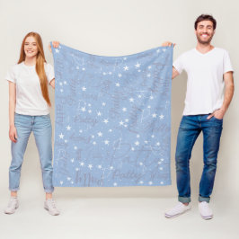Night Sky Stars Light Blue (彼女の名前) フリースブランケット