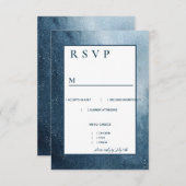 Night Sky Stars Navy Blue WhiteメニューRSVP 出欠カード (正面/裏面)
