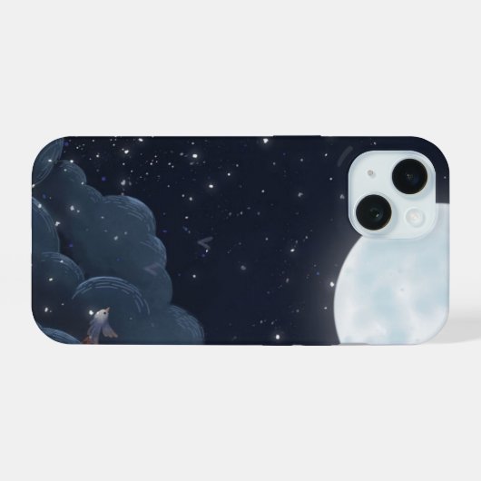 Night Sky Tough Phone Case — Moon, Stars iPhone 15ケース (裏面横)