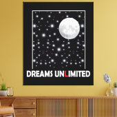 Night sky with moon and stars with dreams quote キャンバスプリント (インサイチュ (リビング))