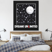 Night sky with moon and stars with dreams quote キャンバスプリント (インサイチュ (寝室))
