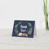 Night Sky Woodland Animals素朴 Baby Shower Than サンキューカード (正面)