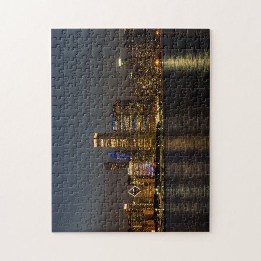 Night Skyline Chicago Pano ジグソーパズル (縦)