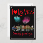 Night Skyline Fireworkでラスベガスからのご挨拶 シーズンポストカード (正面/裏面)