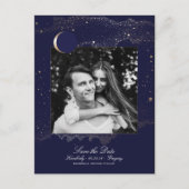 Night Stars Navyと金ゴールド写真の保存日 案内ポストカード (正面)