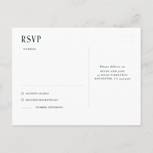 Night Stars Wedding RSVP ポストカード (裏面)