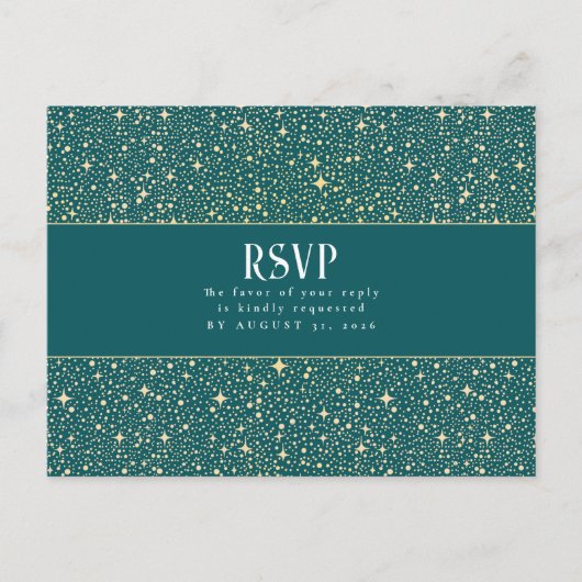 Night Stars Wedding RSVP ポストカード (正面)