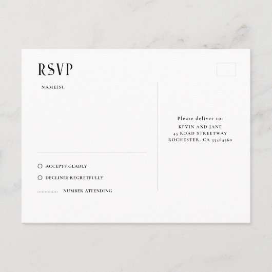 Night Stars Wedding RSVP ポストカード (裏面)