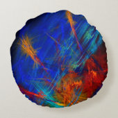 'Night Stroll' -謎の色の抽象芸術形 ラウンドクッション (裏面)