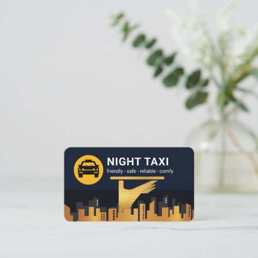 Night Taxi Cab Service City Silhouette  名刺 (スタンド正面)