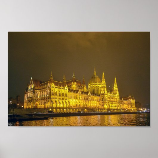 Night View, Hungarian Parliament, Budapest Hungary ポスター (正面)