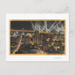 Night View of City, Bay Bridge, Searchlights ポストカード
