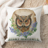 Night Watcher Boho Owl Illustration クッション (ブランケット)