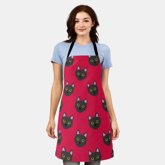 Night Whisper Cat Lovers Apron エプロン (着用した状態)