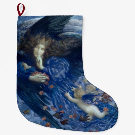 Night with her Train of Stars (Angel with Cherubs) ラージクリスマスストッキング (正面)