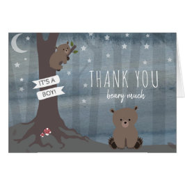 Night Woodland Bear Boy Baby Showerありがとう