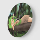 Nightelf child in the woods ラージ壁時計 (傾斜)