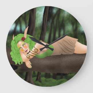 Nightelf child in the woods ラージ壁時計