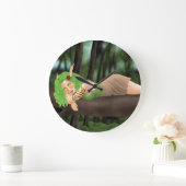 Nightelf child in the woods ラージ壁時計 (ホーム)