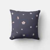 Nightfall Navy Cherry Blossom Floral Pattern クッション (正面)