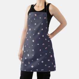 Nightfall Navy Japanese Cherry Blossom Floral Patt エプロン