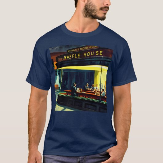 Nighthawks at the Waffle House Retro Parody Art gi Tシャツ (正面)