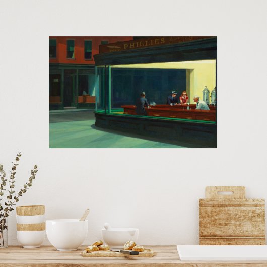Nighthawks by Edward Hopper ポスター (キッチン)