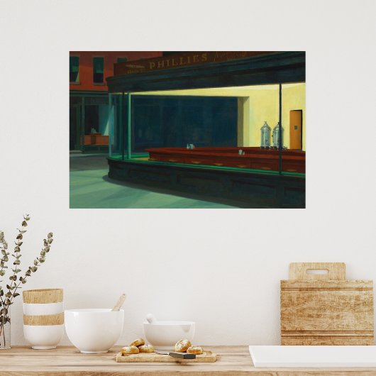 Nighthawks - Empty diner - Edward Hopper - ポスター (キッチン)