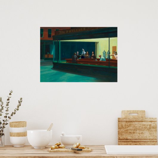 Nighthawks - Time travellers - Edward Hopper ポスター (キッチン)